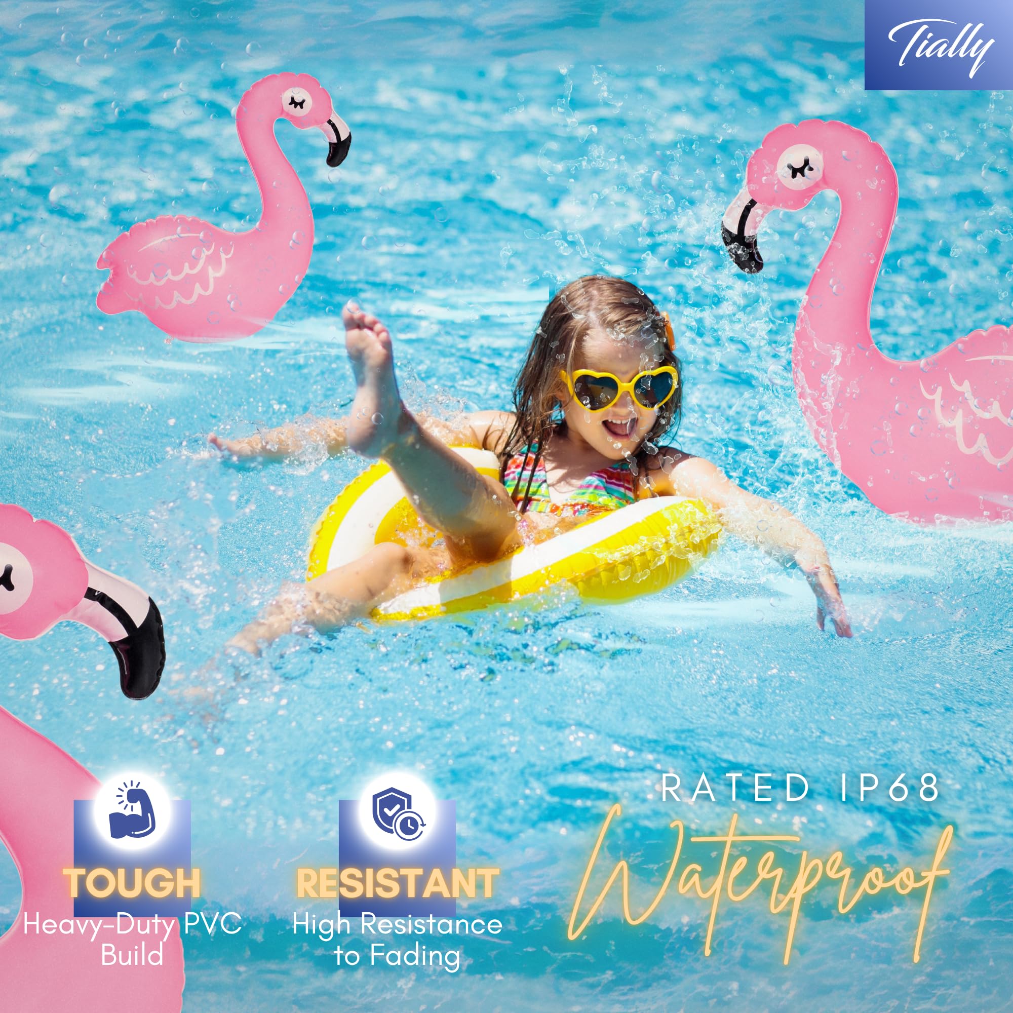 TIALLY Solar Floating Pool Lights – Inflatable Flamingo LED Decor for Pools & Outdoors