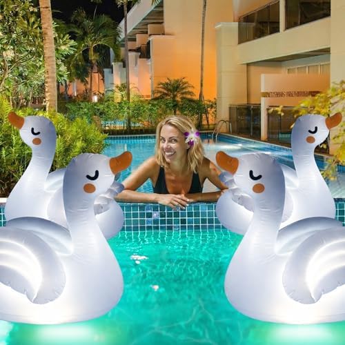 TIALLY Floating Pool Lights Solar Powered - Swan