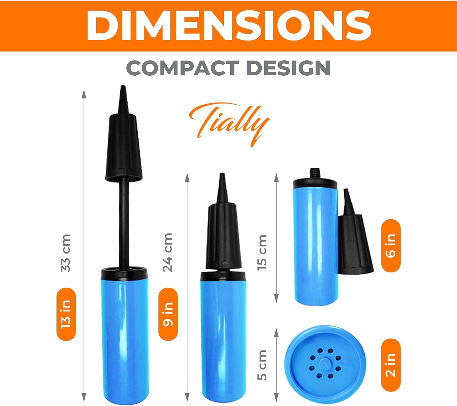 Hand Air Pump for Balloons - 9" Portable Manual Balloon Pump, Mini Hand Pump for Inflatables, Pool Floats, Party Garlands, Exercise and Yoga Balls