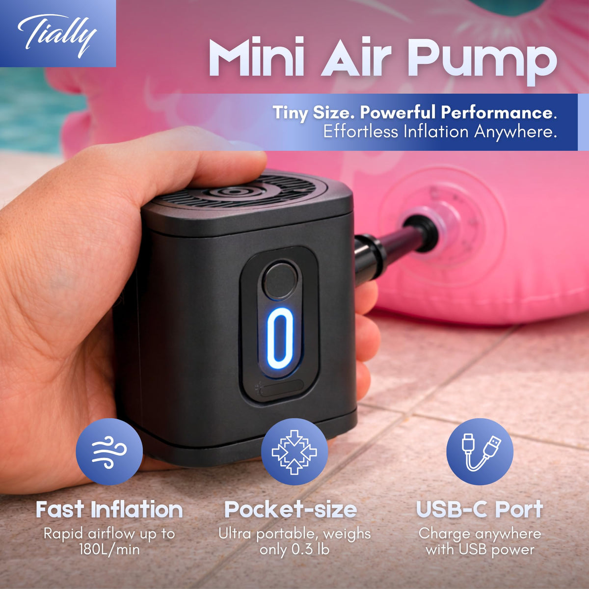 TIALLY Portable Air Pump for Inflatables