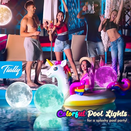 TIALLY Full Moon Solar Floating Pool Lights – Multicolor LED Orbs for Pools & Party Decor