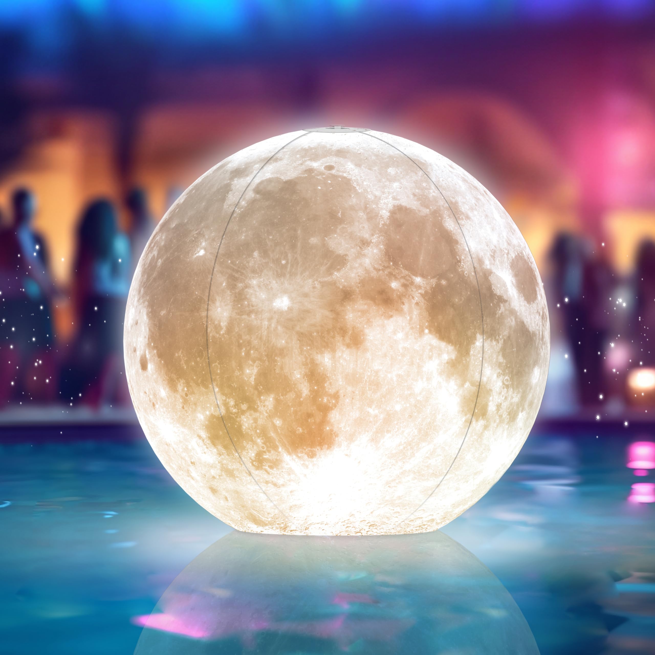 TIALLY Full Moon Floating Pool Lights Solar Powered - 14" Inflatable Pool Balls for Swimming Pool, Solar Pool Lights That Float, Outdoor Pool Party Decorations - Pool Gifts for Pool Owners (2 Pack)