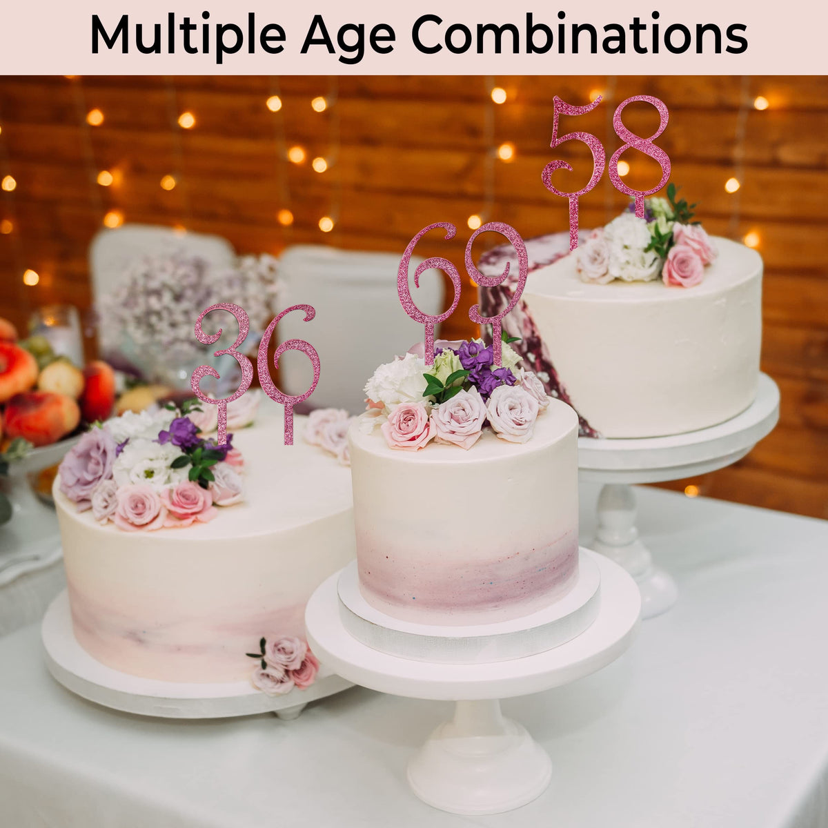 Happy Birthday Cake Toppers - Numbers & Decorations - Gold, Silver, Rose Gold