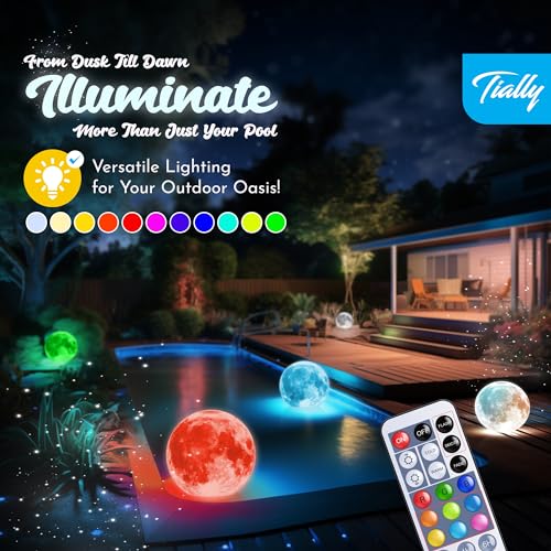 TIALLY Full Moon Solar Floating Pool Lights – Multicolor LED Orbs for Pools & Party Decor