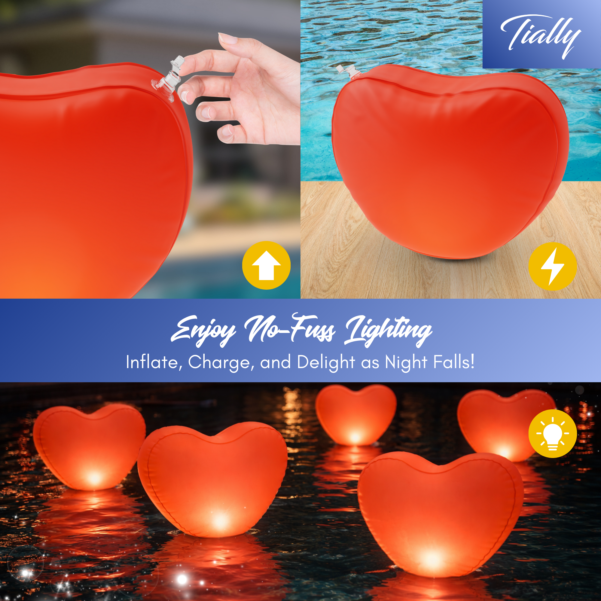 TIALLY Heart Floating Pool Lights