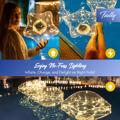 TIALLY Fairy Stars Floating Pool Lights (2 Pack Warm White)