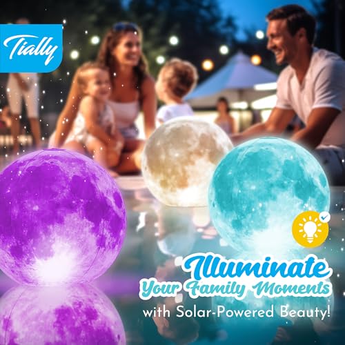 TIALLY Full Moon Solar Floating Pool Lights – Multicolor LED Orbs for Pools & Party Decor