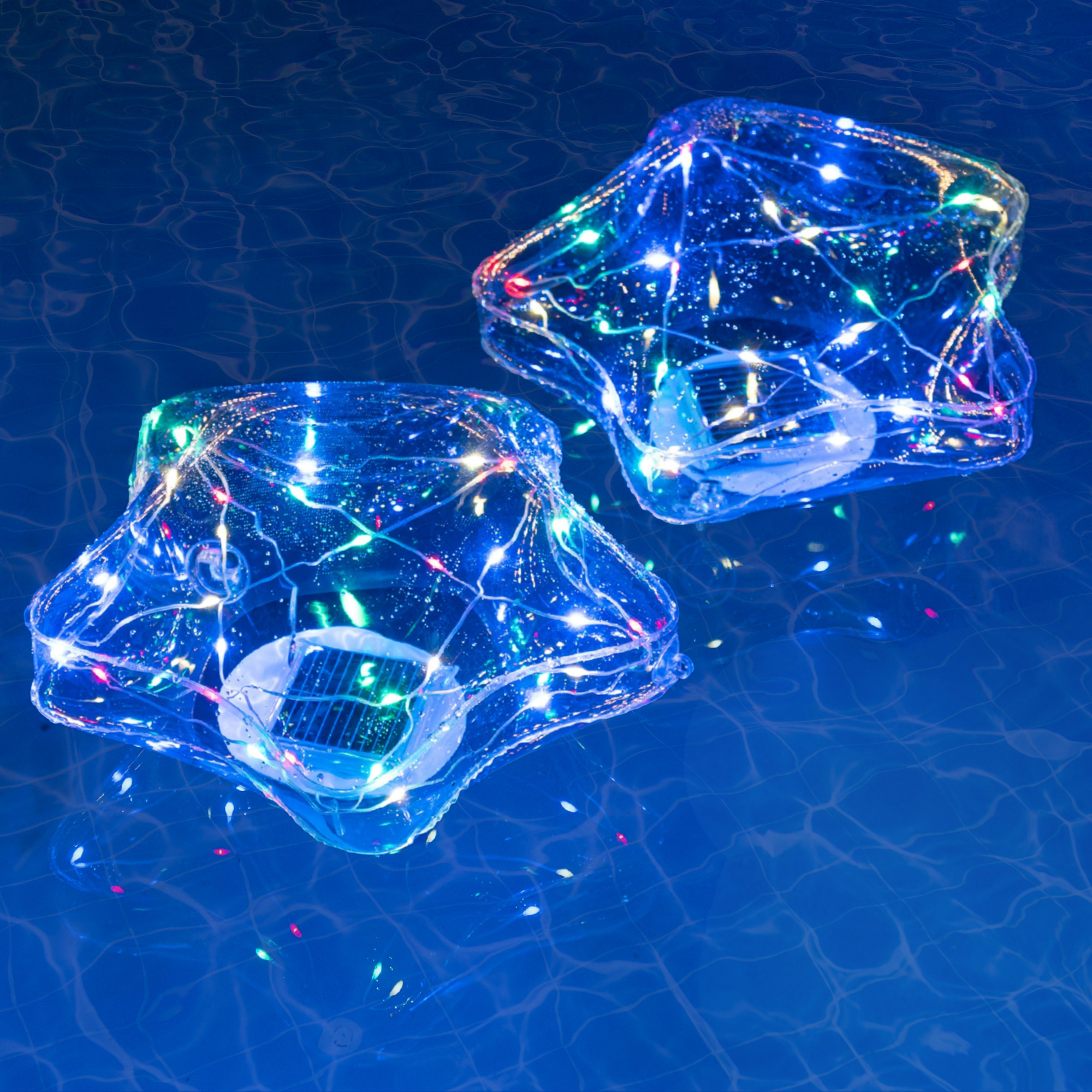 TIALLY Fairy Stars Floating Pool Lights (2 Pack Colored)