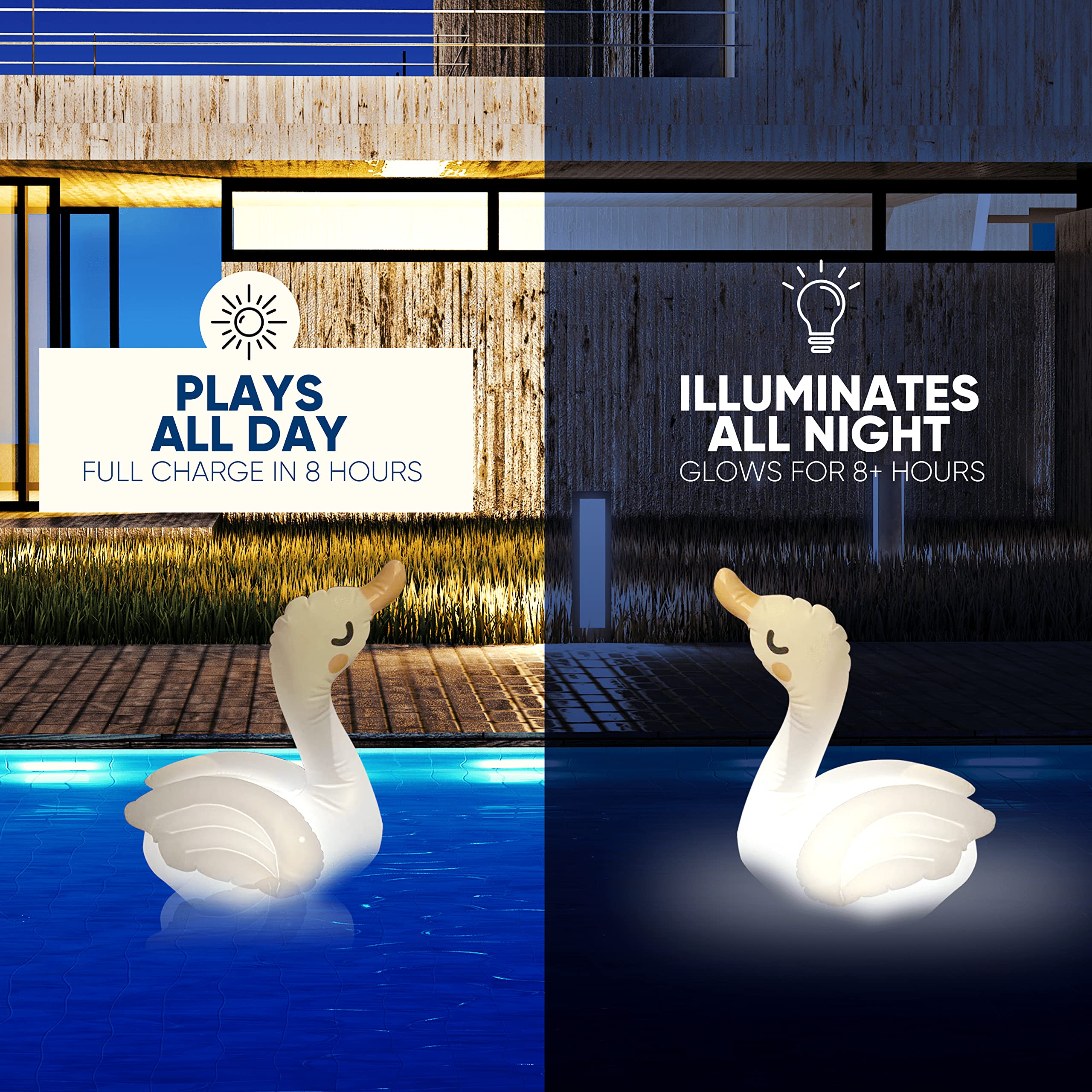 TIALLY Solar Swan Floating Pool Lights – Inflatable Waterproof LED Decor for Pools & Gardens (2 Pack)