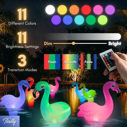 TIALLY Solar Floating Pool Lights – Inflatable Flamingo LED Decor for Pools & Outdoors