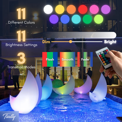 Crescent Moon Floating Pool Lights – 24" Solar-Powered LED Decor for Pools & Events (2 Pack)