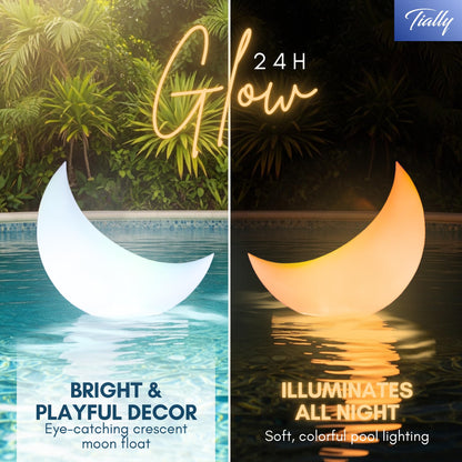 Crescent Moon Floating Pool Lights – 24" Solar-Powered LED Decor for Pools & Events (2 Pack)