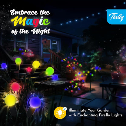 Firefly Lights Solar Outdoor | Fire Fly Solar Garden Lights | Solar Fairy Lights Outdoor Waterproof | Solar Powered Swaying Light for Yard and Patio Decoration - 4 Pack Multicolored