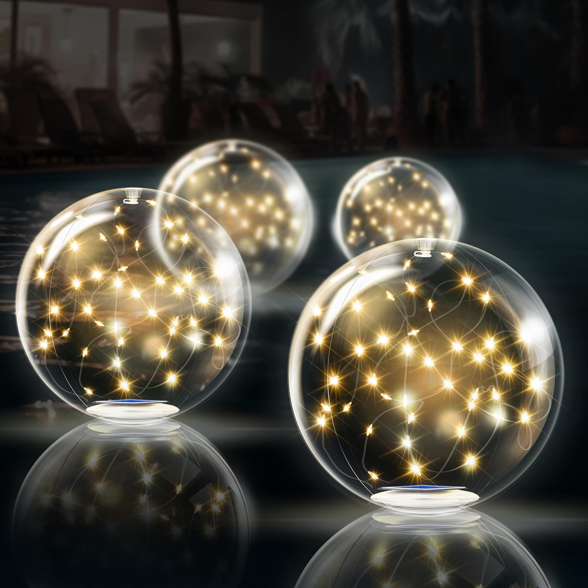 TIALLY Fairy Floating Pool Lights Solar Powered - 14" Inflatable Waterproof Led Glow Balls, Luces para Piscina, Floating Light Up Ball, Swimming Pool Party Decorations, Cool Outdoor Decor (2 Pack)