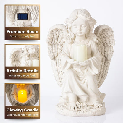Tially solar garden angel statue - with glowing candle