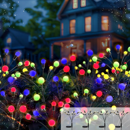 Firefly Lights Solar Outdoor | Fire Fly Solar Garden Lights | Solar Fairy Lights Outdoor Waterproof | Solar Powered Swaying Light for Yard and Patio Decoration - 4 Pack Multicolored
