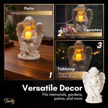 Tially solar garden angel statue - with glowing candle