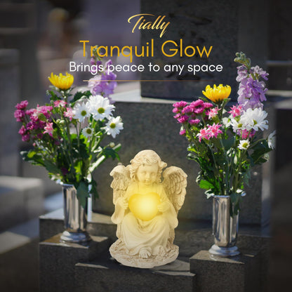 TIALLY Solar Angel Garden Statue - Glowing cross