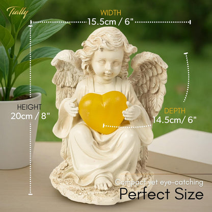 TIALLY Solar Garden Angel Statue – Praying Guardian Angel Statue Light for Outdoor Yard Decor, Resin Garden Sculpture with Soft Glow, Weatherproof Statues for Angels Memorial or Cemetery Use