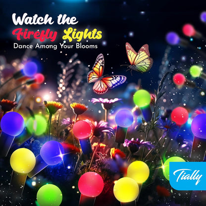 Firefly Lights Solar Outdoor | Fire Fly Solar Garden Lights | Solar Fairy Lights Outdoor Waterproof | Solar Powered Swaying Light for Yard and Patio Decoration - 4 Pack Multicolored