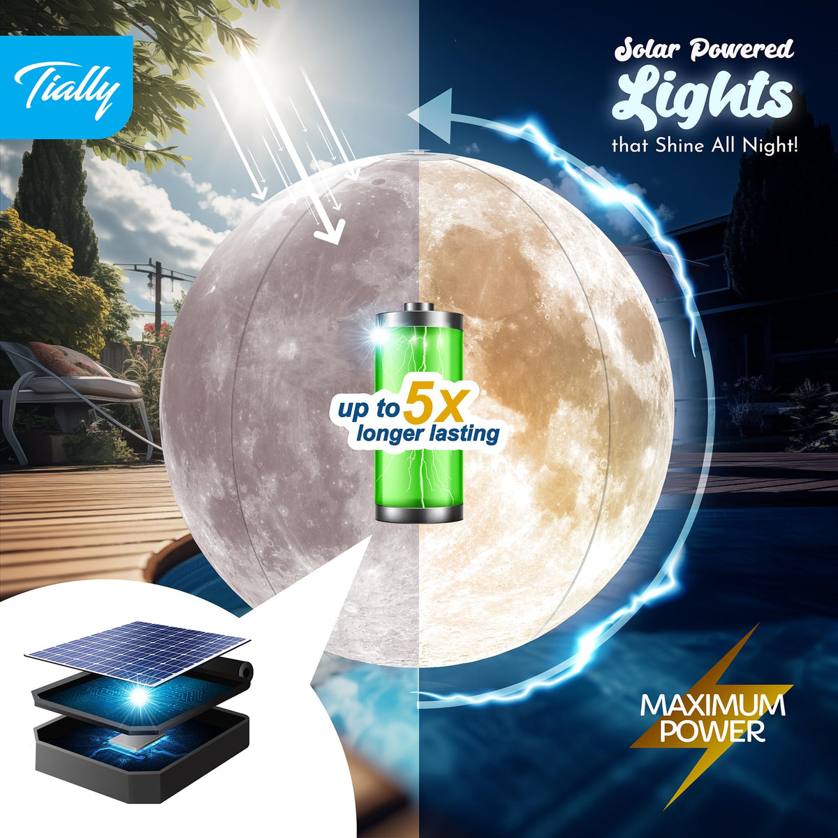 TIALLY Floating Pool Lights Solar Powered - Crescent Moons