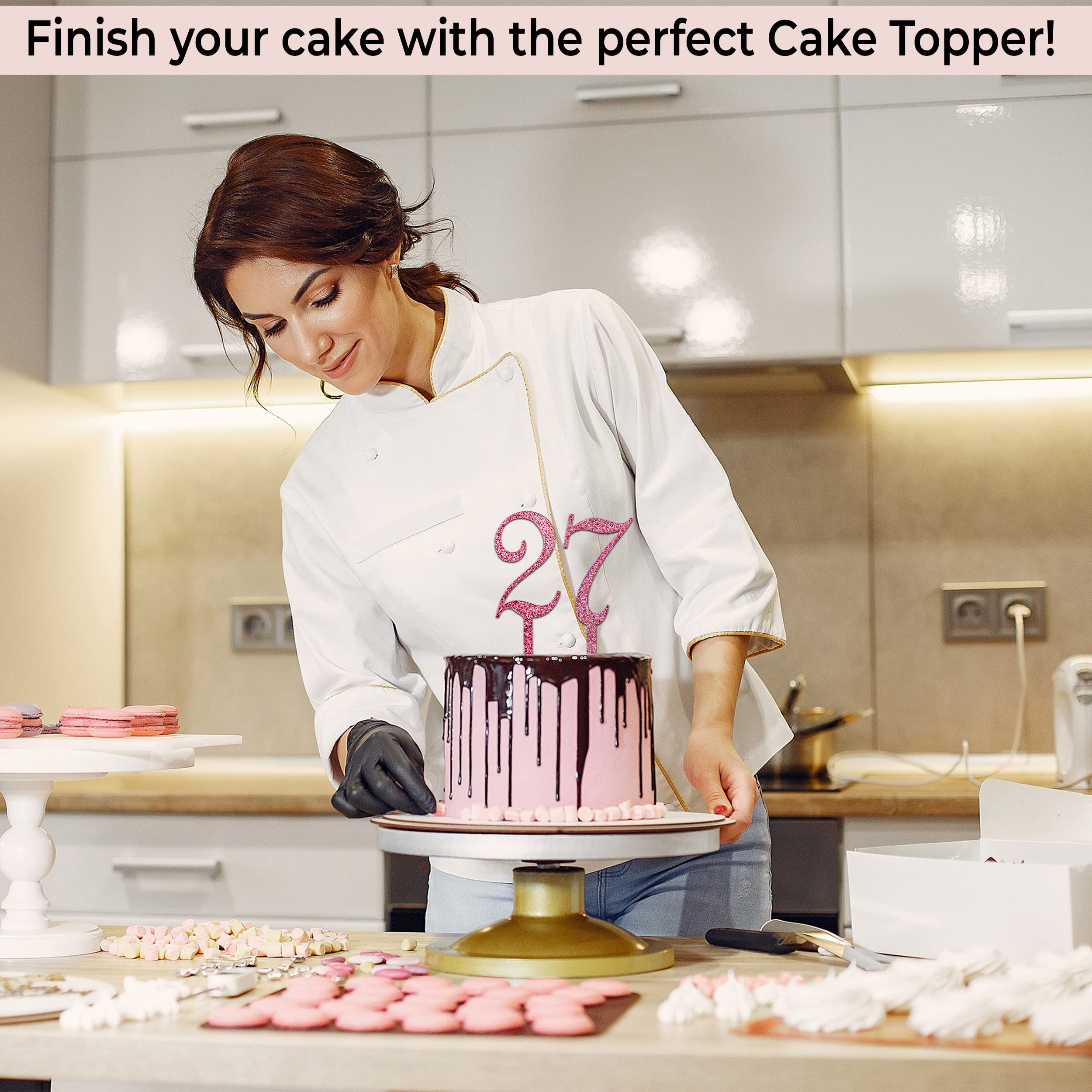 Happy Birthday Cake Toppers - Numbers & Decorations - Gold, Silver, Rose Gold