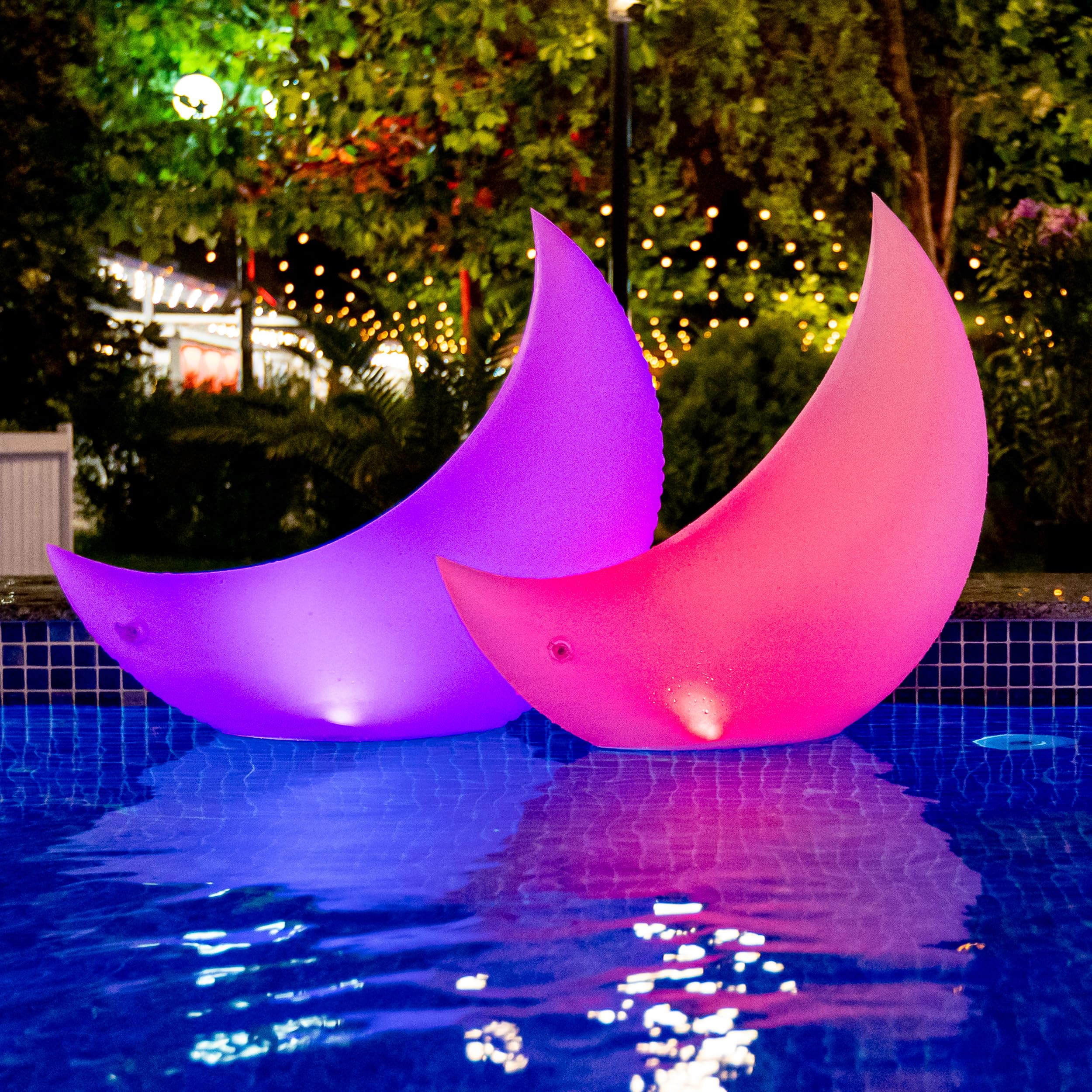 TIALLY Full Moon Floating Pool Lights Solar Powered - 14" Inflatable Pool Balls for Swimming Pool, Solar Pool Lights That Float, Outdoor Pool Party Decorations - Pool Gifts for Pool Owners (2 Pack)