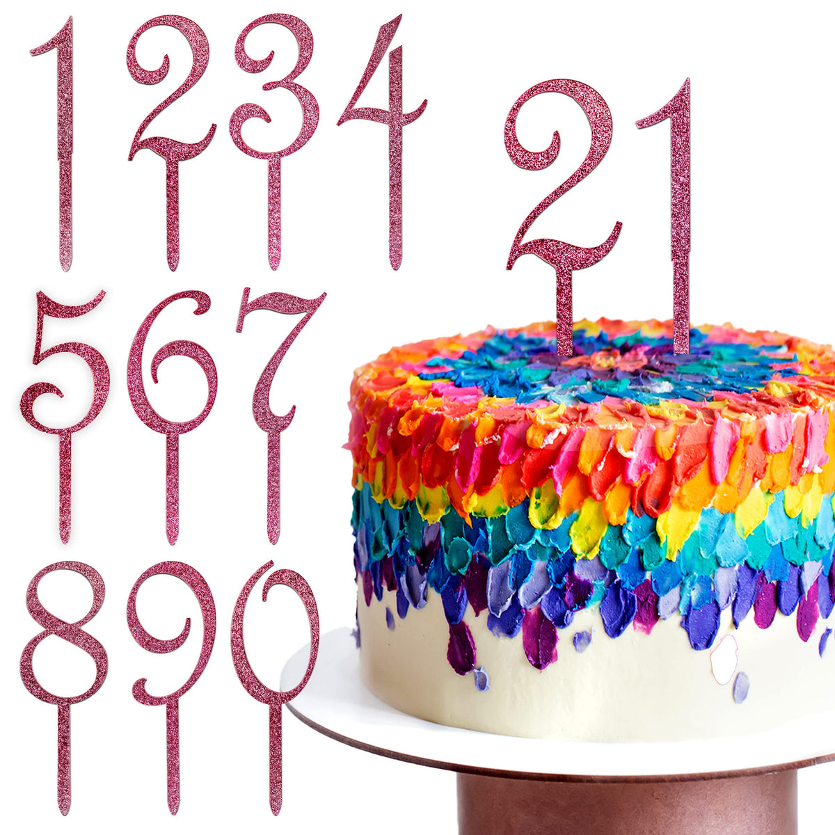 Happy Birthday Cake Toppers - Numbers & Decorations - Gold, Silver, Rose Gold