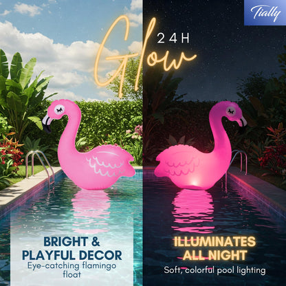 TIALLY Solar Floating Pool Lights – Inflatable Flamingo LED Decor for Pools & Outdoors