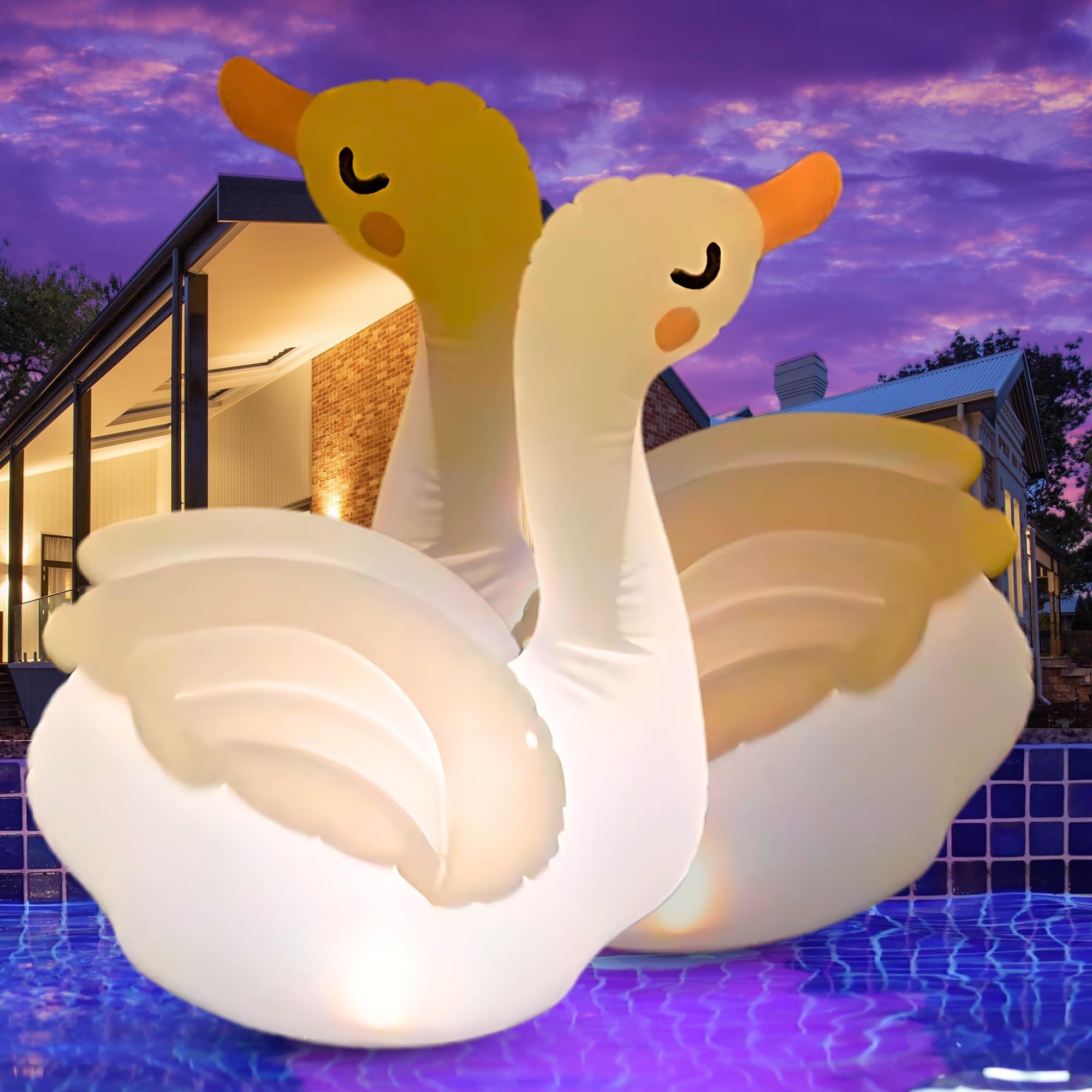 TIALLY Solar Swan Floating Pool Lights – Inflatable Waterproof LED Decor for Pools & Gardens (2 Pack)