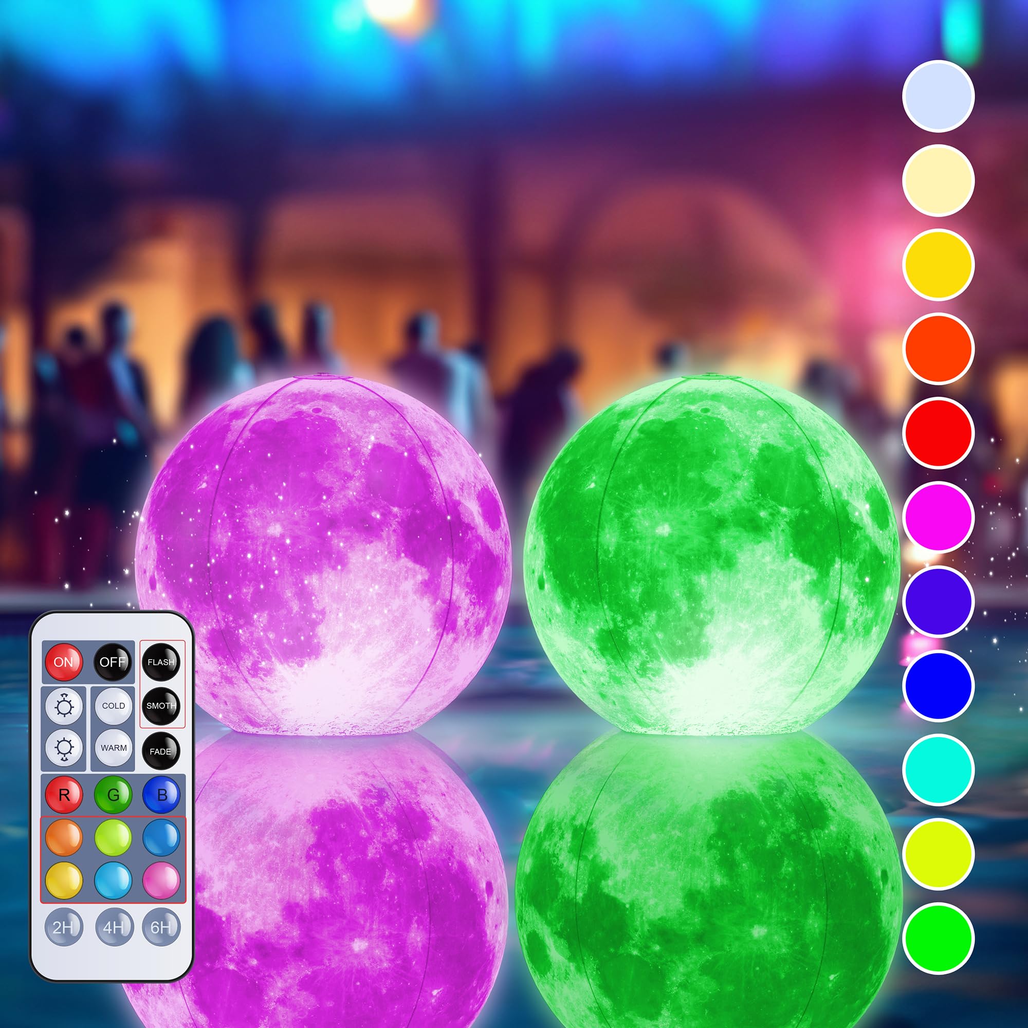 TIALLY Full Moon Solar Floating Pool Lights – Multicolor LED Orbs for Pools & Party Decor
